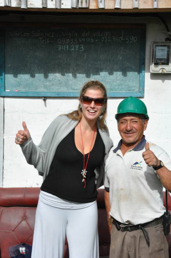 Com o Carlos, um dos guarda-vulcão de Baños, no Equador